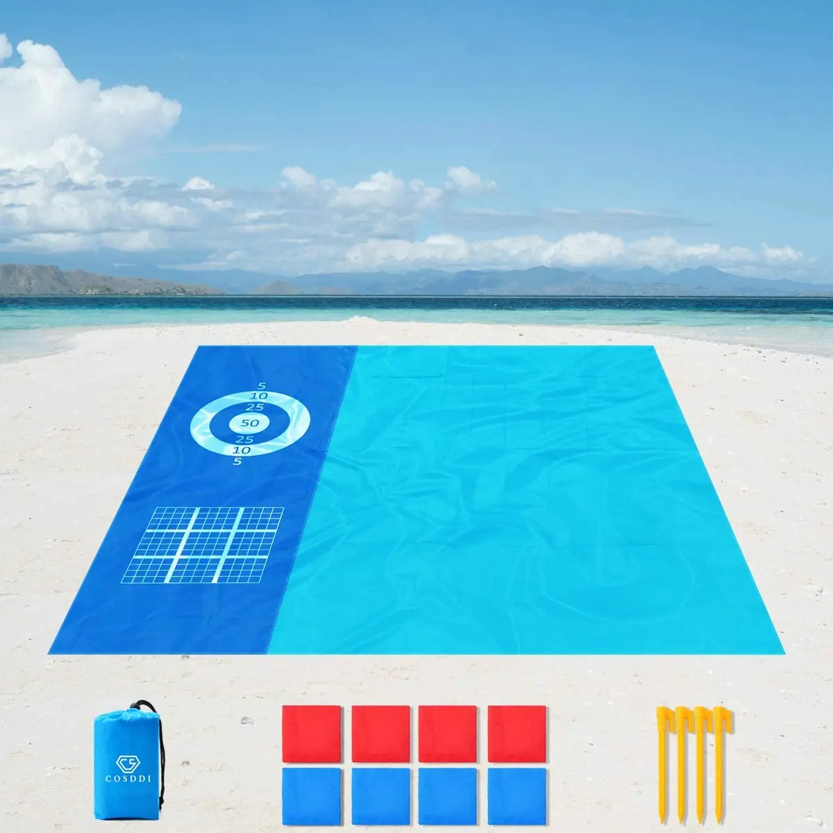 Waterproof Game Beach Mat, for 3-7 Adults Lightweight Portable Pocket Blankets Outdoor Picnic Mat