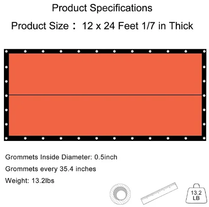 12x24 ft Insulated Poly Tarp Cement Blanket Concrete Curing Blanket For Construction