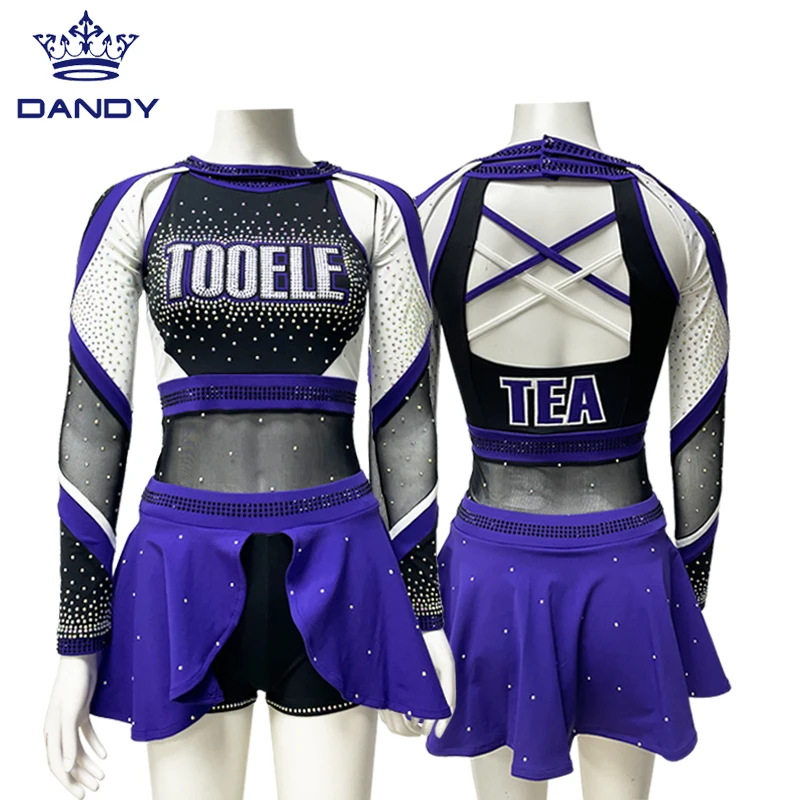 Custom customize hot sale cheerleader cheerleading uniforms long sleeve sexy cheer uniform