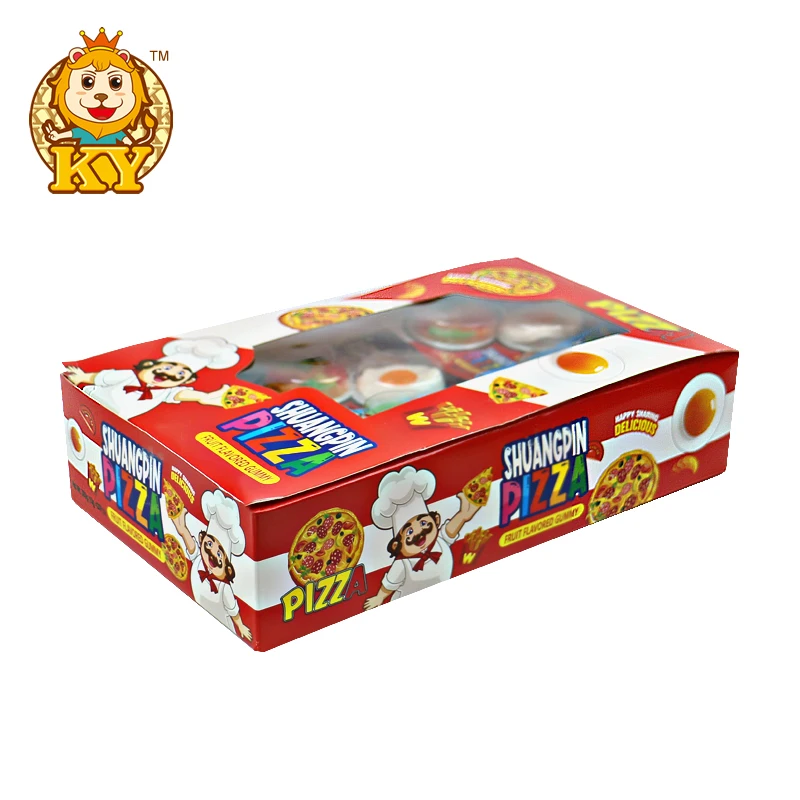 High Quality Sweets 2in1 Pizza and Fried Egg Shape Fruit Flavor Soft Gummy Candy