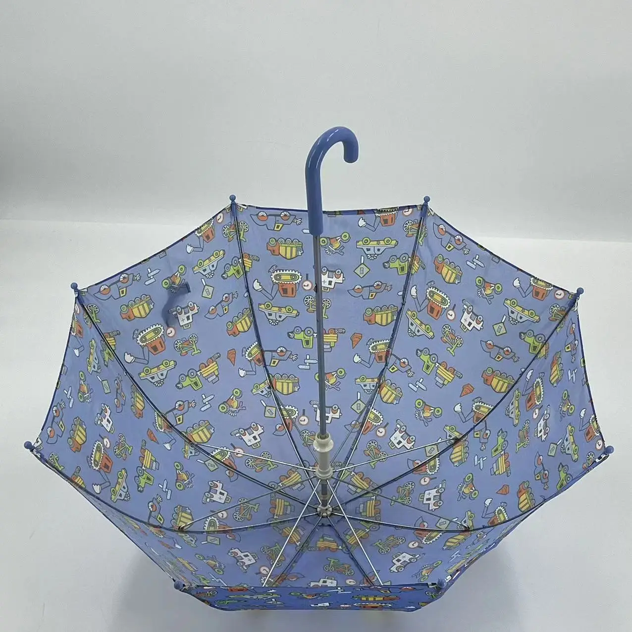 Popular Kid Cartoon Manual Open Close Umbrella with Customized Logo Printing plastic Hanging Handle Dome umbrella