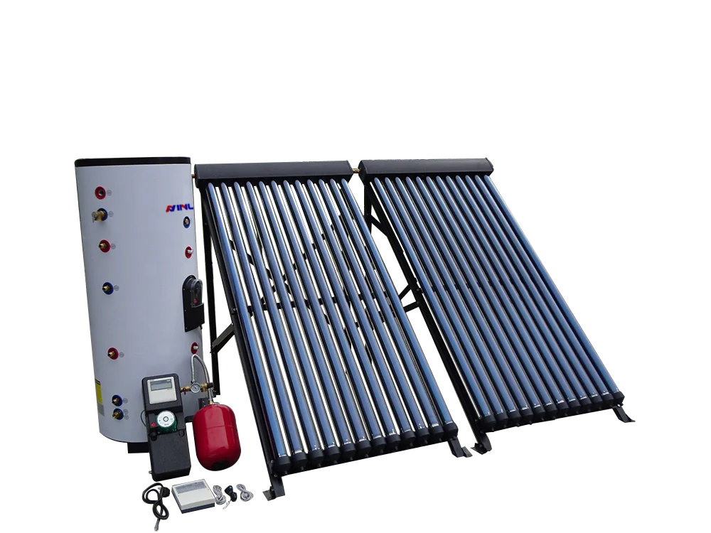 200L Color Steel Split Pressure Pump Solar Water Heating System (2 Coils in Tank)