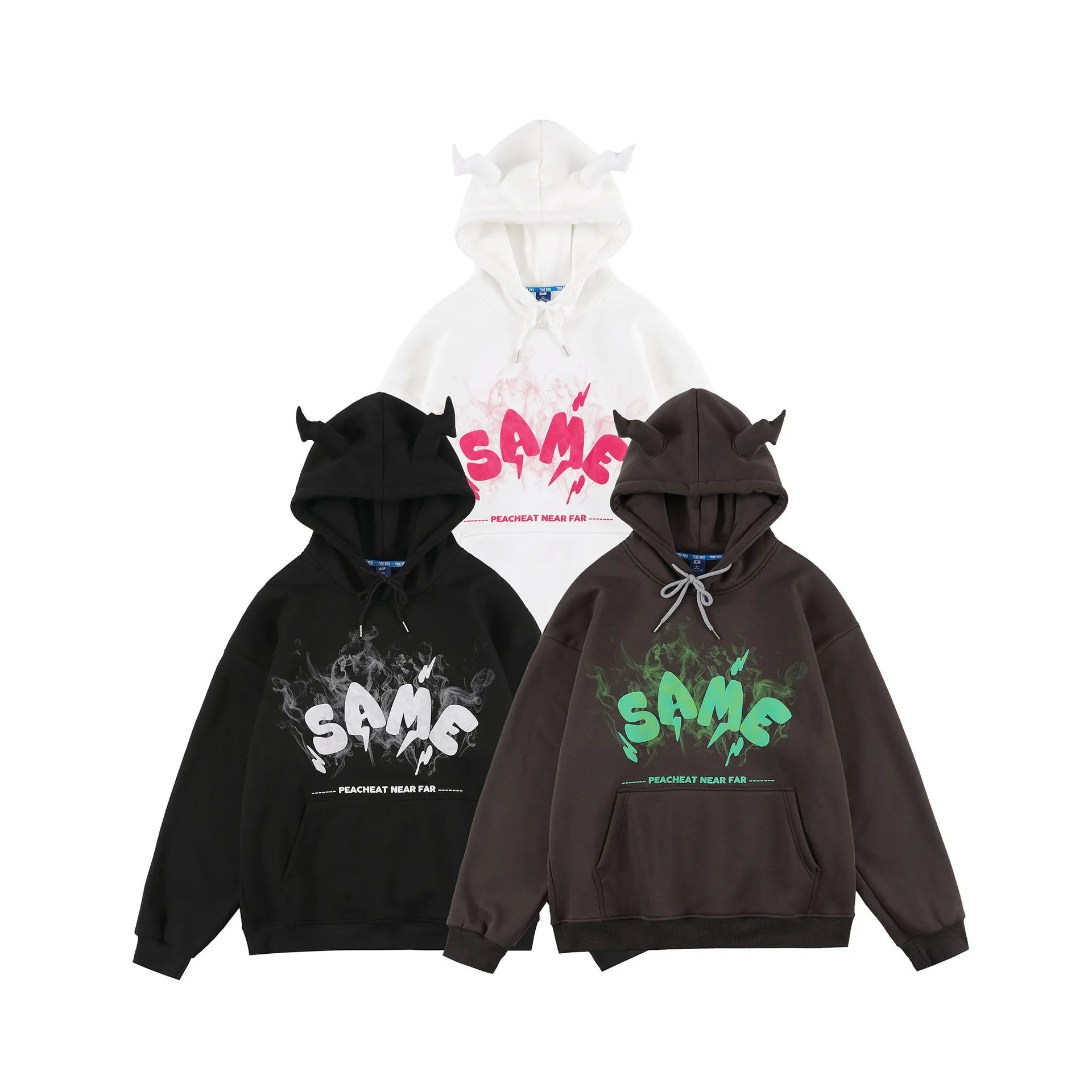 ? Толстовка мужская с капюшоном свитшот принтом дьявольских ушей пуловер в стиле хип-хоп карманами большие размеры на заказ