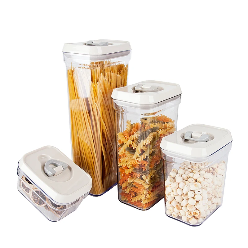 clear plastic cookie jar 4 pcs grain containers for kitchen & household pasta storage with sealing lid