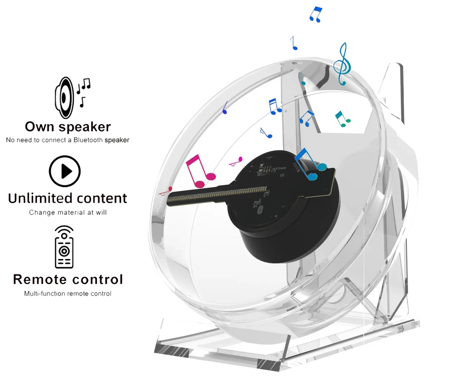 13cm 3D Hologram Projector Fan Desktop Remote Control Advertising 3d holographic fan With Audio Playback With Transparent Cover