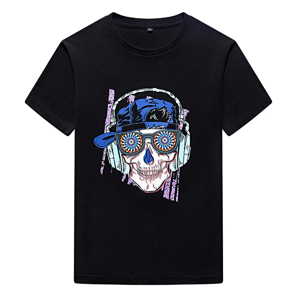 Детская мигающая рубашка со светодиодной подсветкой черная футболка с активацией звуком для мальчиков и девочек костюм на день рождения одежда Хэллоуина Рождества ночного