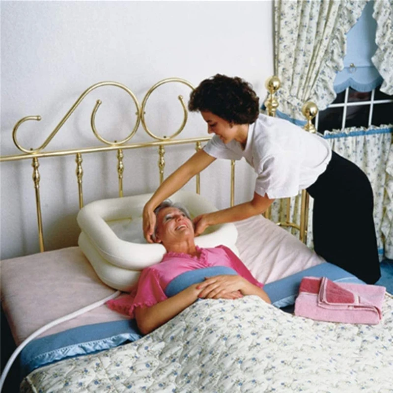Bed Rest Nursing Aid Sink Portable With Drain Tube for The Disabled Inflatable Shampoo Basin Tub Shampoo Tray Hair Washing Basin