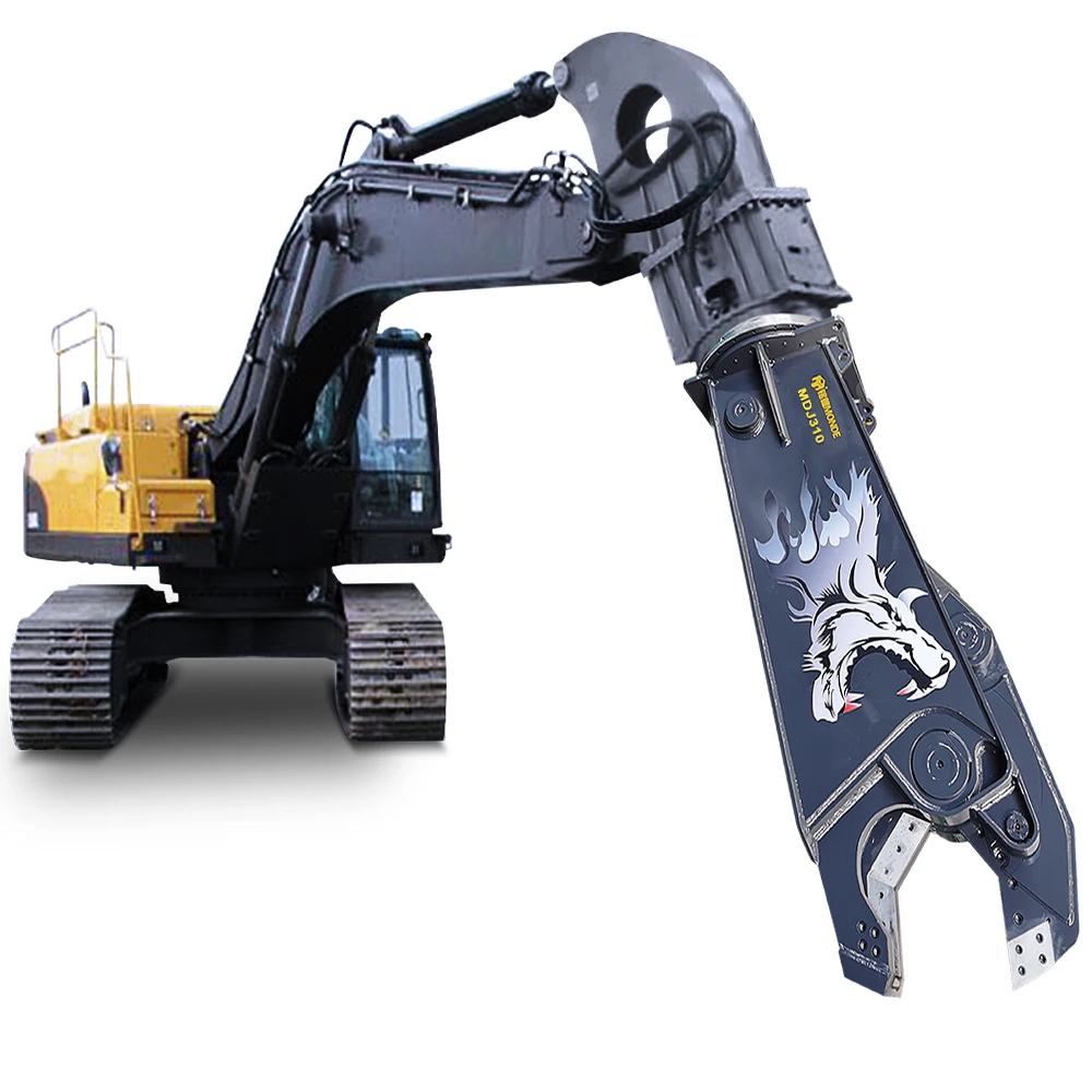 MONDE new excavator steel cutter demolition hydraulic rotary eagle scrap cutter shear 20 30 45 ton boom installation arm fitted