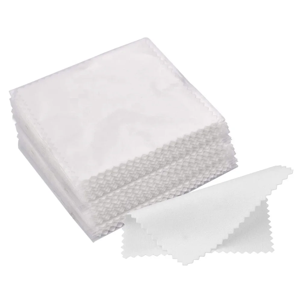 Microfiber Polishing Cloth Jewelry Watch Eye Glasses Cleaning Cloth Sterling Silver Ready Goods 8*8cm White Customized Welcomed