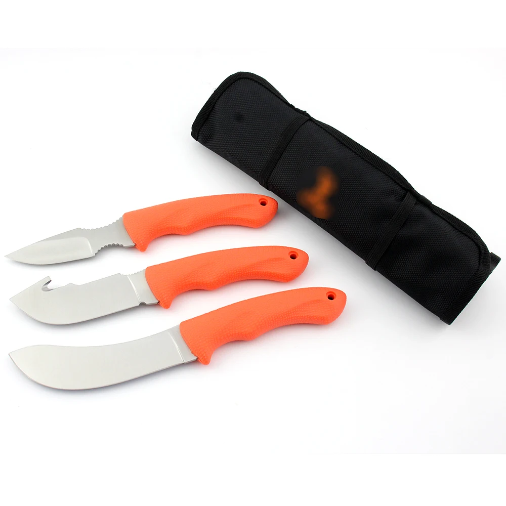3Pcs Outdoor Survival Hunting Knife Stainless Steel Hunting Camping Knife Set