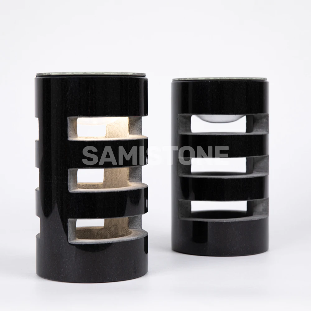 Samistone Granite Solar Power Candle Holder Cemetery Garden Lamp Light Memorial with Remote Control