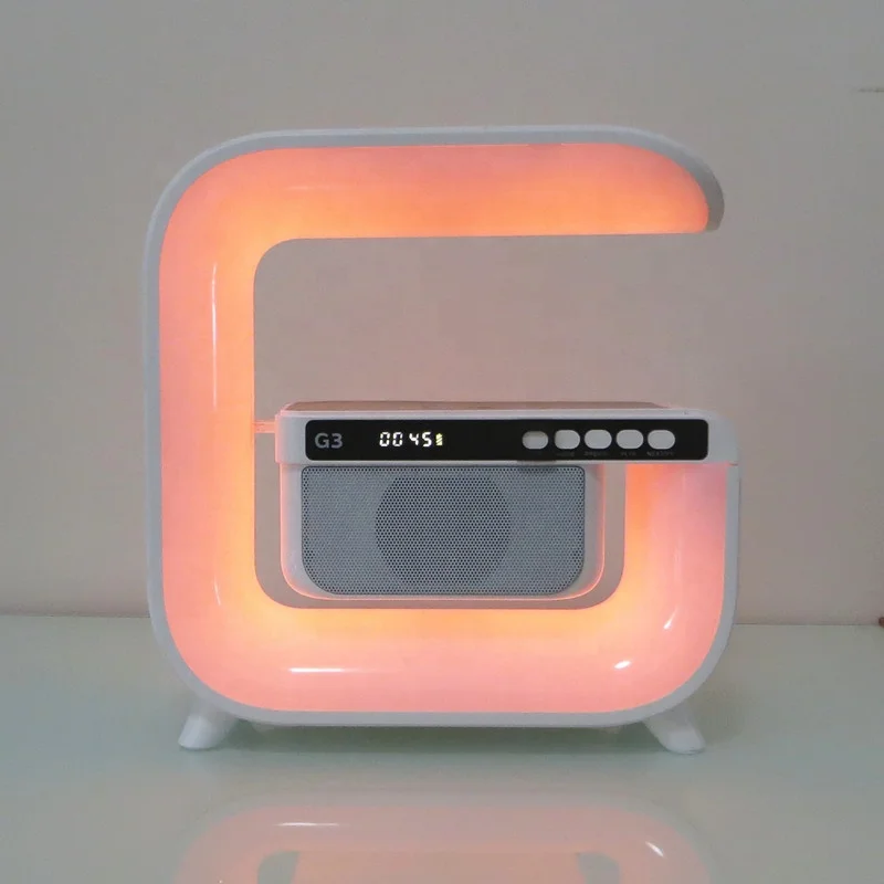 Lonvel Desk Table Magnetic Speaker G3 15w Atmosphere Lamp LED Light Alarm Clock Universal Fast Qi G 3 in 1 Wireless Charger