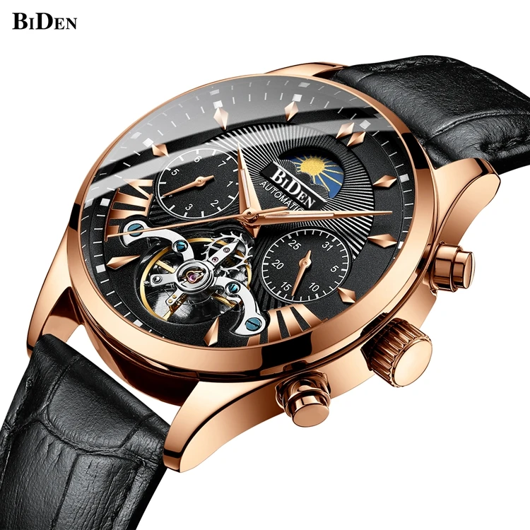 BIDEN 0189 Watch Men Automatic Luxury Mechanical Men Wristwatch Designer Stainless Steel Men Watches