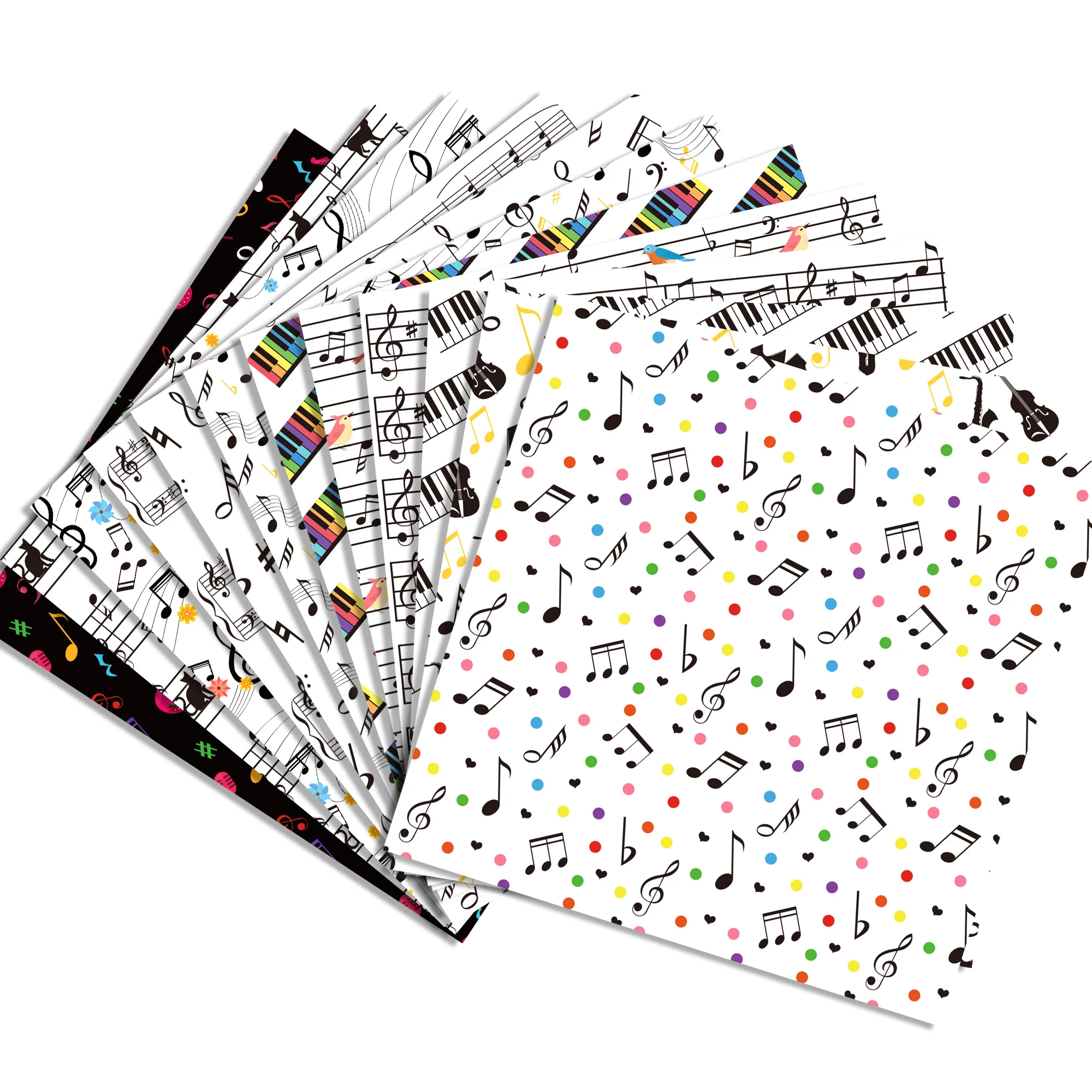 WW109 Musical Notes Scrapbook Paper Black White Music Themed Pattern Craft Paper for Card Making Photo Album Journal DIY Craft