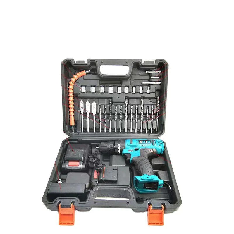 Factory Price 27 pcs Hand Tool Box Set 21V Power Tool Drill Set Cordless Brushless Electric Drill Combo Kit Tool Box