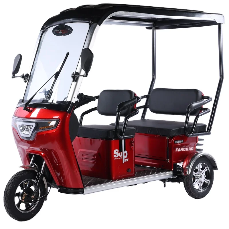 Canopy Electric Tricycle China Electric Vehicle Factory Customized Export 800W60V 72V Electric Tricycle for Adult Passengers
