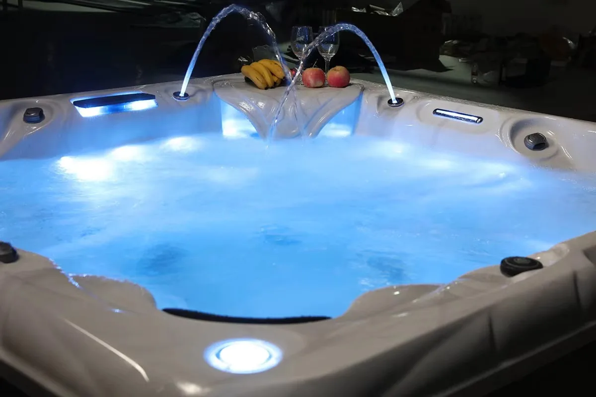 Modern round & Oval Acrylic 2-6 Person Double Whirlpool Spa Bathtub for Indoor & Outdoor Use in Villas