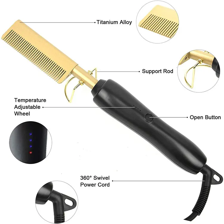  hot comb bling Fast Smoothing Electric Hair Straightener Brush Ceramic Heating Temperature