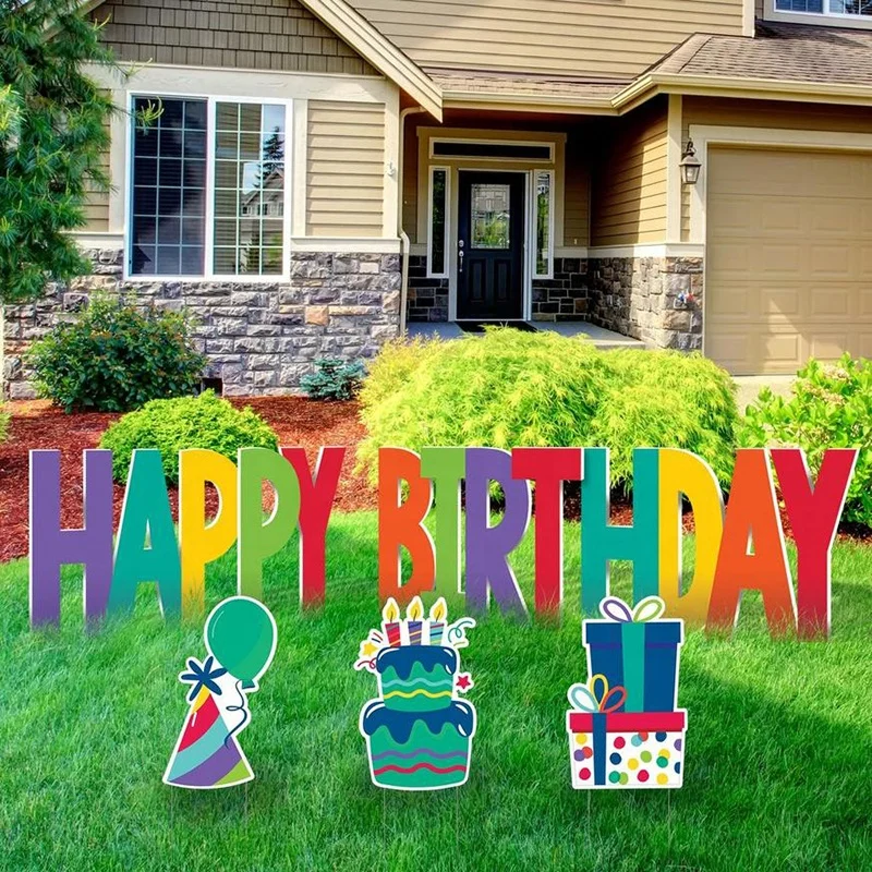 custom plastic corrugated board outdoor birthday letter yard corflute PP advertising sign card happy birthday coropast yard sign