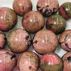 high quality natural crystal Peach blossom stone sphere polished healing rhodonite crystal quartz ball for sale