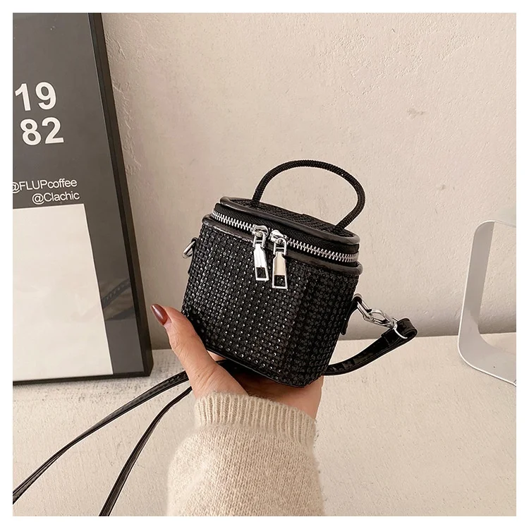 Luxury Style Mini Bling Crossbody Clutch Bag Full Rhinestones Bucket Bag Handbag Evening Bag For Ladies
