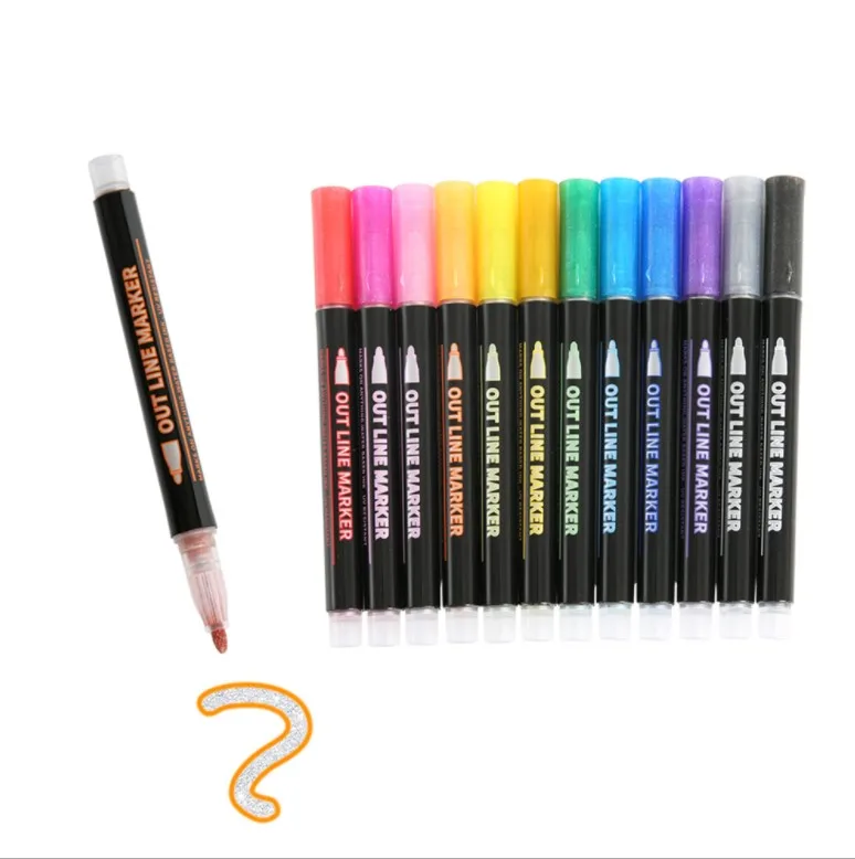 Высокое качество Finecolour маркеры двойная линия ручка контурных