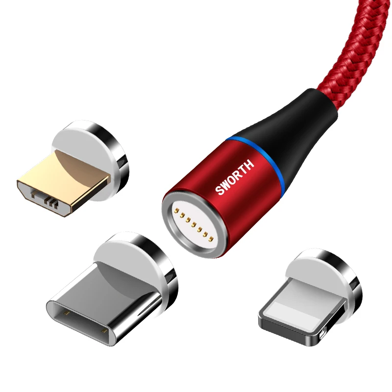 
Free-shipping wholesale magnetic charger micro 3 in 1 usb data cable for iphone cable 