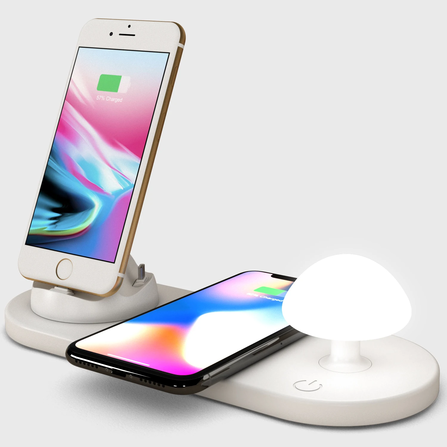  5 in 1 Wireless Fast Charger Mushroom Shape LED Night Lamp 3 Charge Dock for Universal