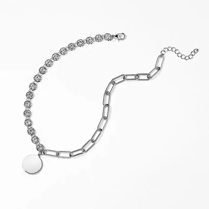 Fashionable round Neck Chain Splicing Necklace with Large Zircon Cool Versatile Clavicle Chain for Dinner Parties Trendy Style