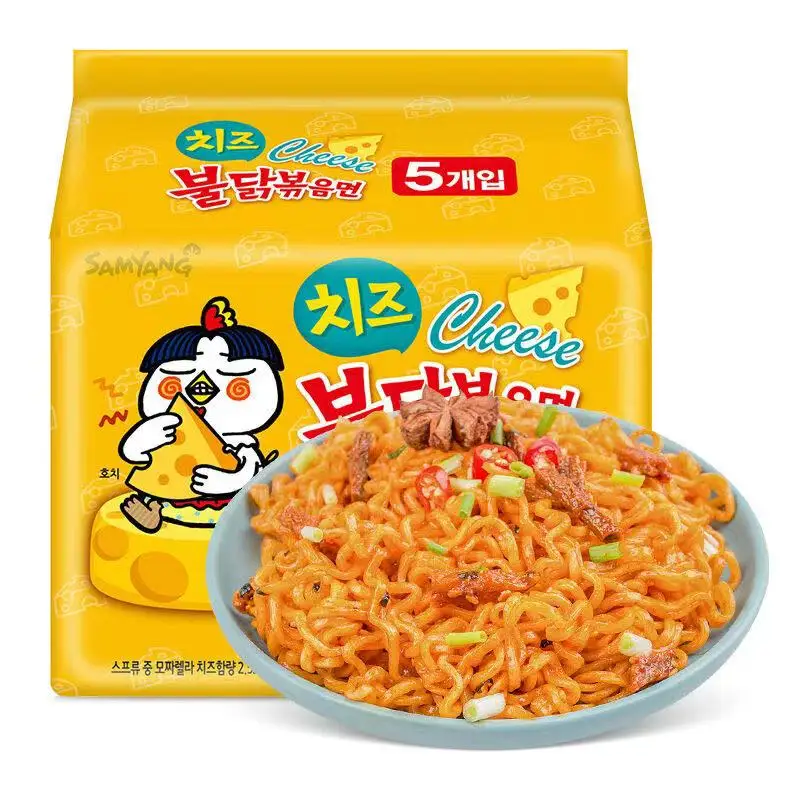 Korean specialty snacks, Samyang spicy chicken flavour cheese noodles, packaged sweet and spicy instant noodles wholesale