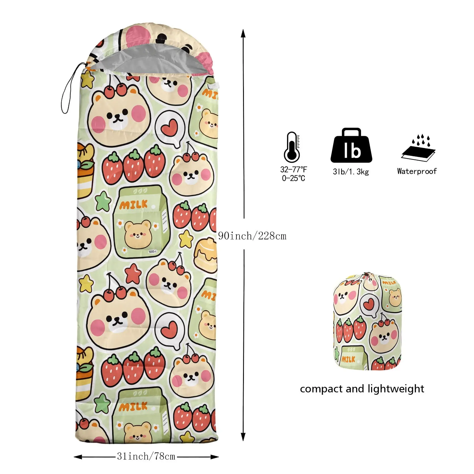 Rocket Moon Print Lightweight Warm Portable Outdoor Indoor Waterproof Cold Weather Resistant Sleeping Bag For Camping Hiking