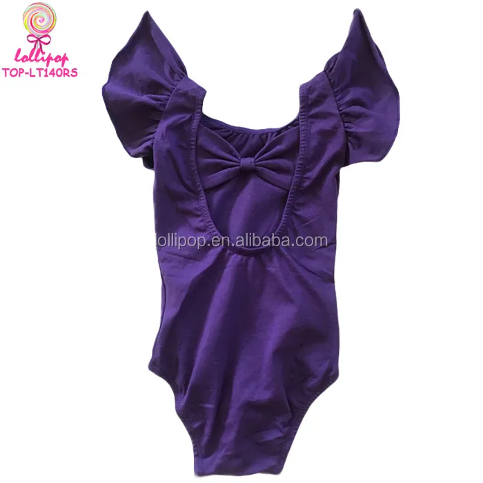 Pink Cotton Kids Baby Bow Back Leotards Elastic Scoop Neck Ballet Dance Wear Baby Girls Flutter Sleeve Bow Back Leotard