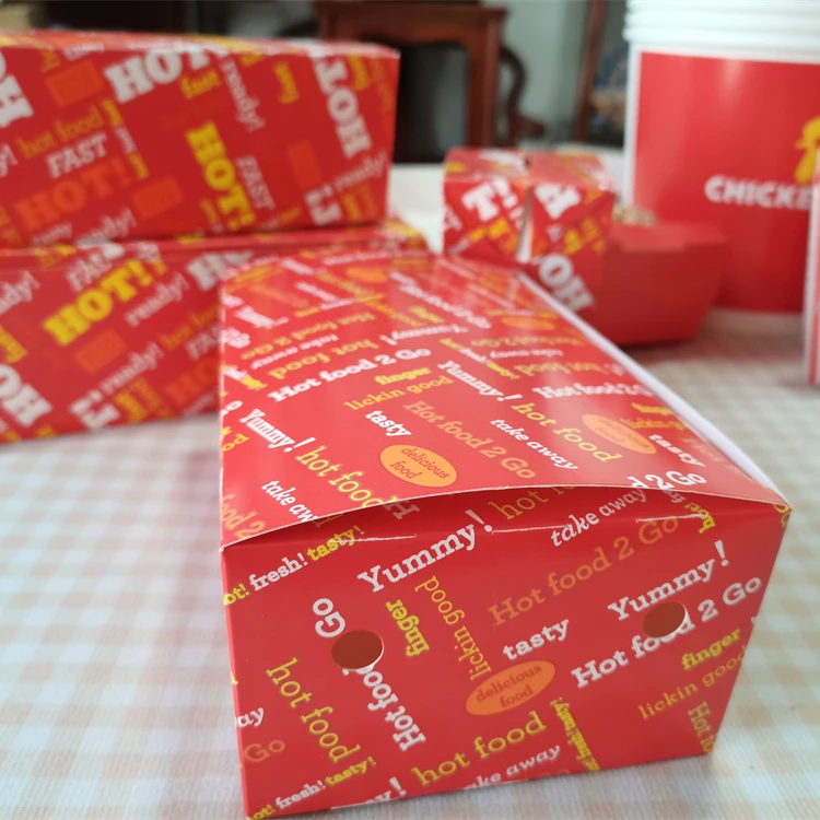 Custom Food Grade Paper Fast Food Packaging Roast Fried Chicken Take Out Boxes