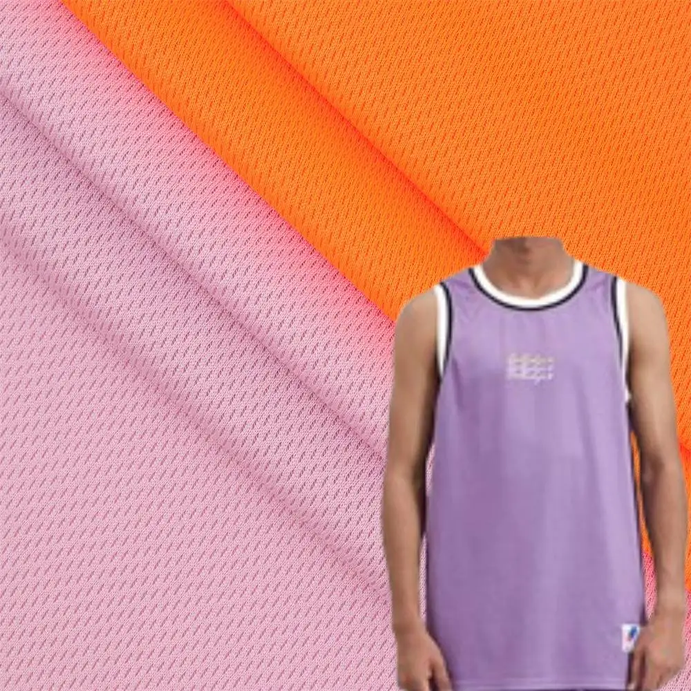 Quick dry 100 polyester knitted solid eyelet breathable 150GSM bird eye mesh sports wear fabric for t-shirt