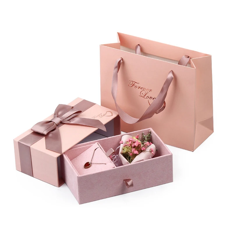 Custom Valentine Day Luxury Girls Charm Packaging Mirror Flower Ring Gift Box Jewellery