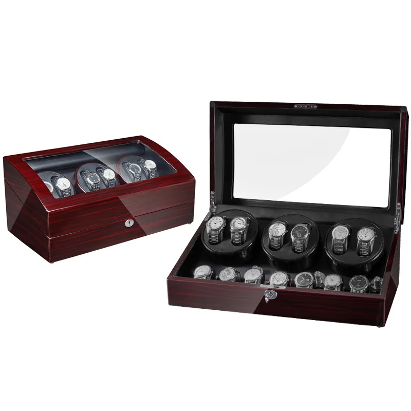 Custom Luxury Premium 13 Slots Watch Winder Box for Automatic Watches with Lock Led 5 Rotation Modes Wood Watch Winder