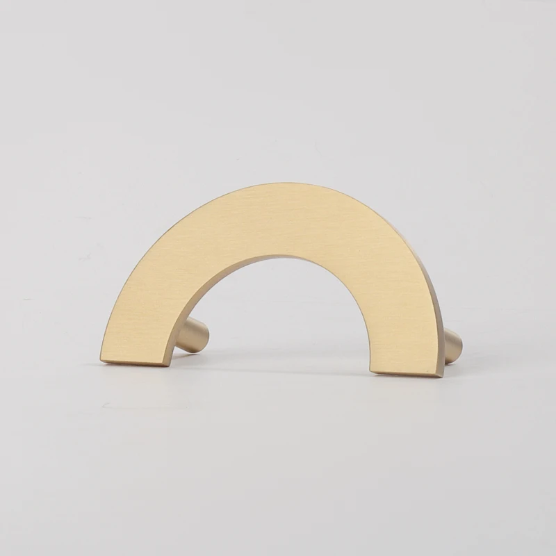 Qiansi HK0166 Half Moon Solid Brass Furniture Handle Modern Cabinet Kitchen Cupboard Drawer Door Handles Pull