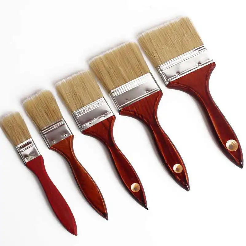 HOTO Chinese high quality & professional pure bristle wooden handle with stainless steel ferrule paint brush