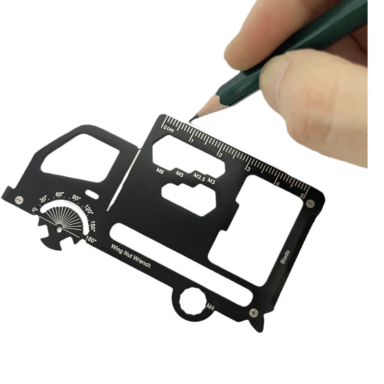 Custom logo Portable 20 in 1 Van Truck Shape Multi-Function Tool Card Key Chain for Outdoor Hiking & Camping