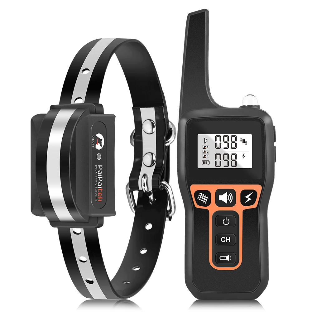 LCD Display Polyester 1000M Remote Control Pet Electric Dog Training Collar Shock Collars For Dogs With Waterproof Rechargeable