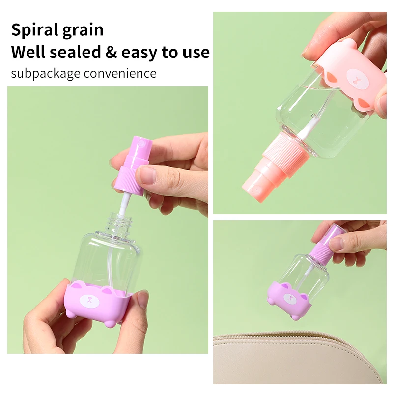 LMLTOP Hot Sale Cartoon 1pcs 70ml Empty Pocket Sized Refill Spray Bottles Empty Refillable Plastic Spray Clear Bottle SY718