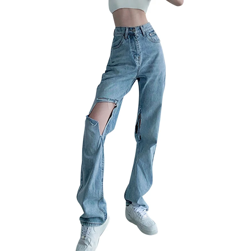 Прямые Свободные Лоскутные джинсы ONEINALL с широкими штанинами и кисточками, минималистичные женские джинсы