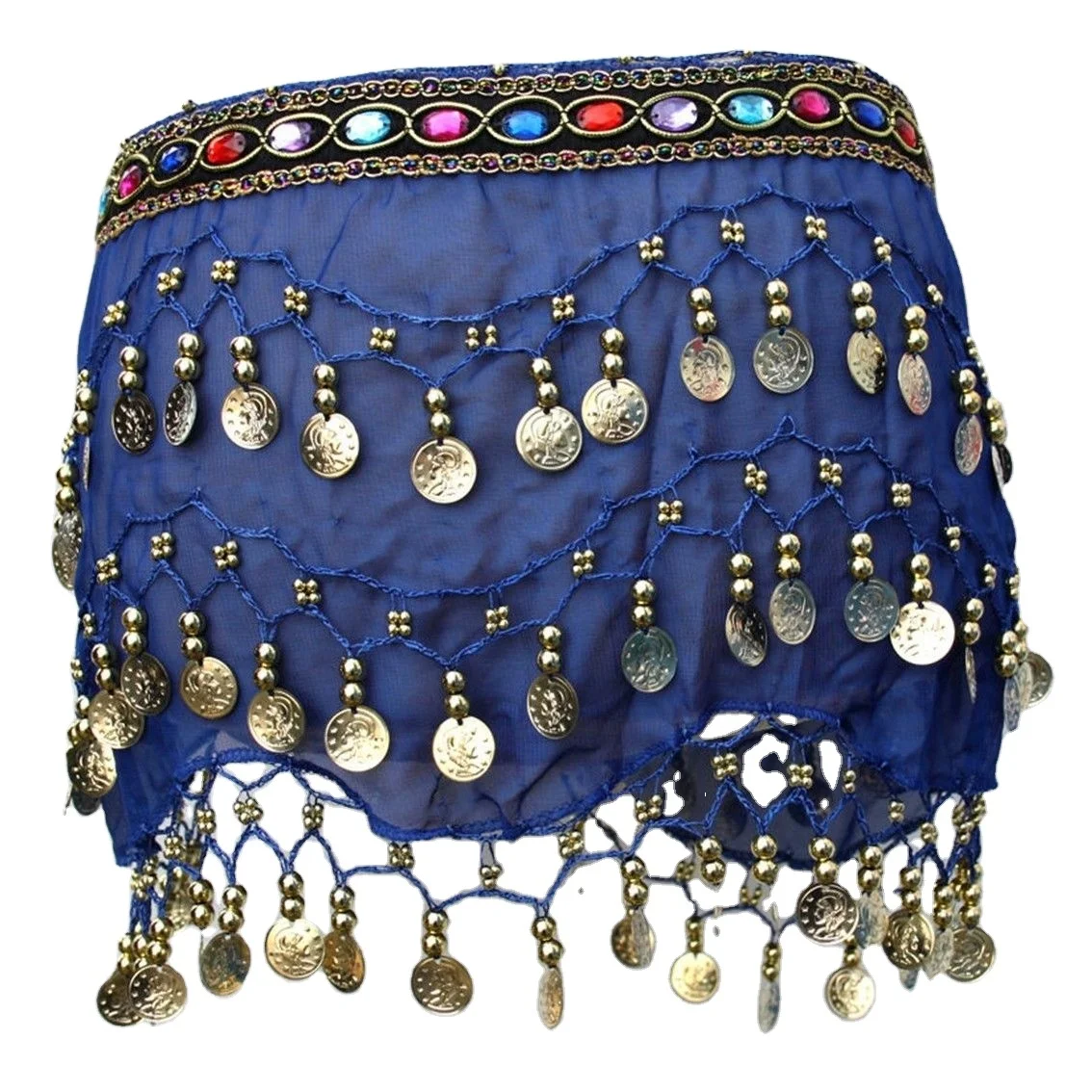 Belly Dance Hip Scarf Belly Dancing Multi-Row Coin Noisy Belt Skirt