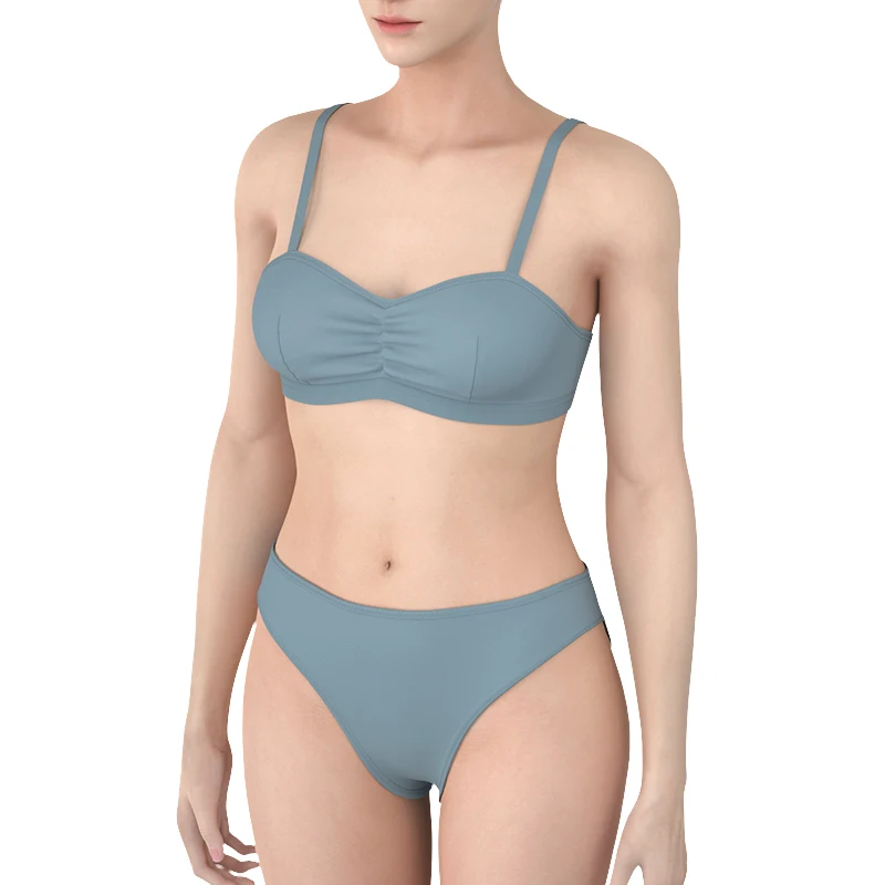Custom Design Colors Bikini Top Panties Set Women High Cut Beachwear Sheer Wireless Sexy Swimsuit