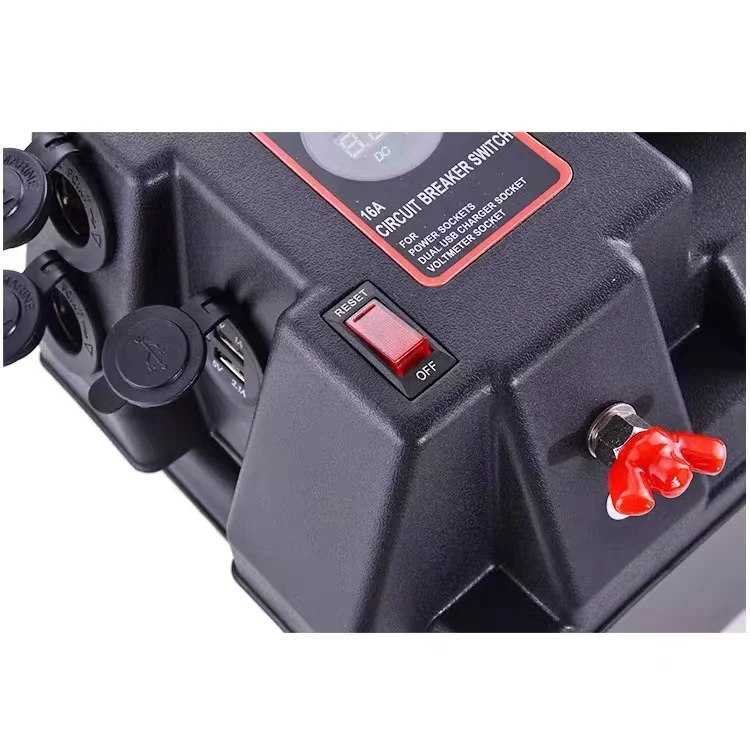 C Multifunctional Portable Outdoor USB12V Battery Box Marine Outdoor Plastic Waterproof 12v Battery Box Camping