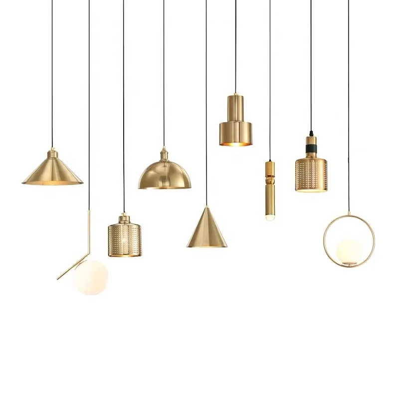 Zhongshan Simig освещение оптовая продажа современные популярные золотистые металлические маленькие одиночные подвесные лампы люстры