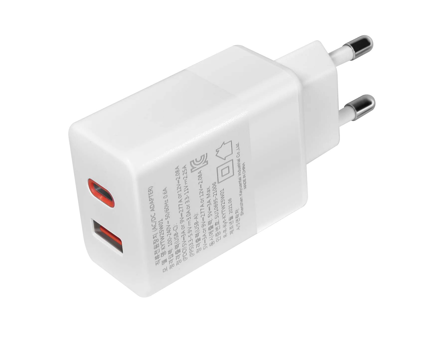 CE KC Certified 33W 30W Charger USB C PD+QC3.0 2 Ports Fast Charger Type C Europe Korean Plug For Mobile Phone Tablets Notebook