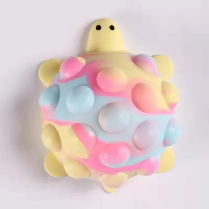 2022 Popular Silicone 3d Anxiety Stress Relief Cube Push Bubble Pop Sensory Rainbow Popper Mini Squishy tortoise  Fidget Toy