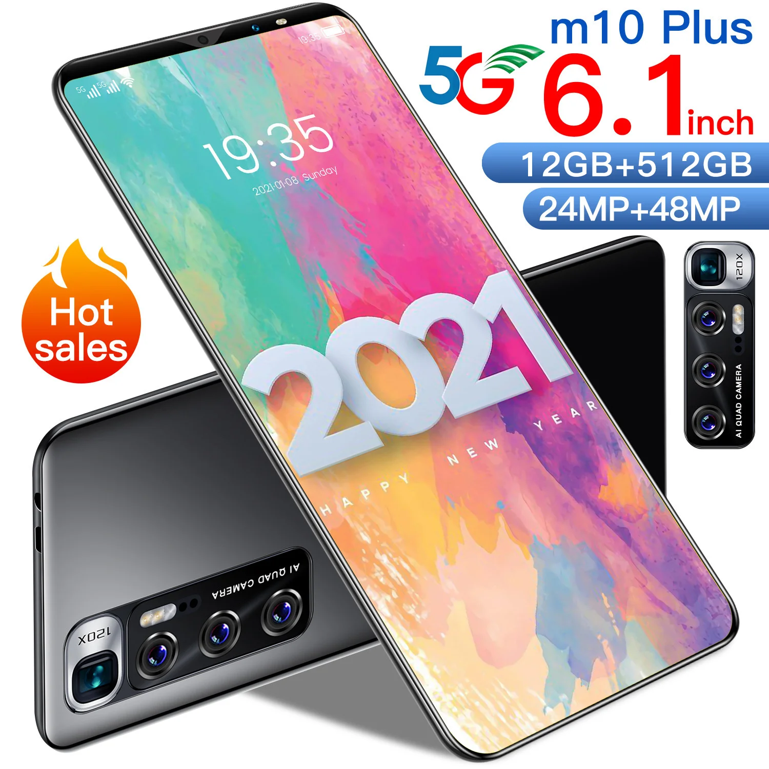  Лидер продаж 2021 мобильные телефоны m10 plus 12 + 512 ГБ большая память 4800 мАч длительный режим ожидания распознавание лица две SIM-карты