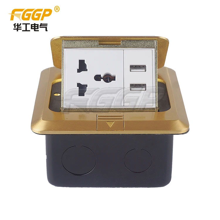 ZheJiang Huagong FGGP Floor Kit with Recessed Duplex 20A TR Device and Adjustable Steel Box, 2-Gang/floor Power outlet